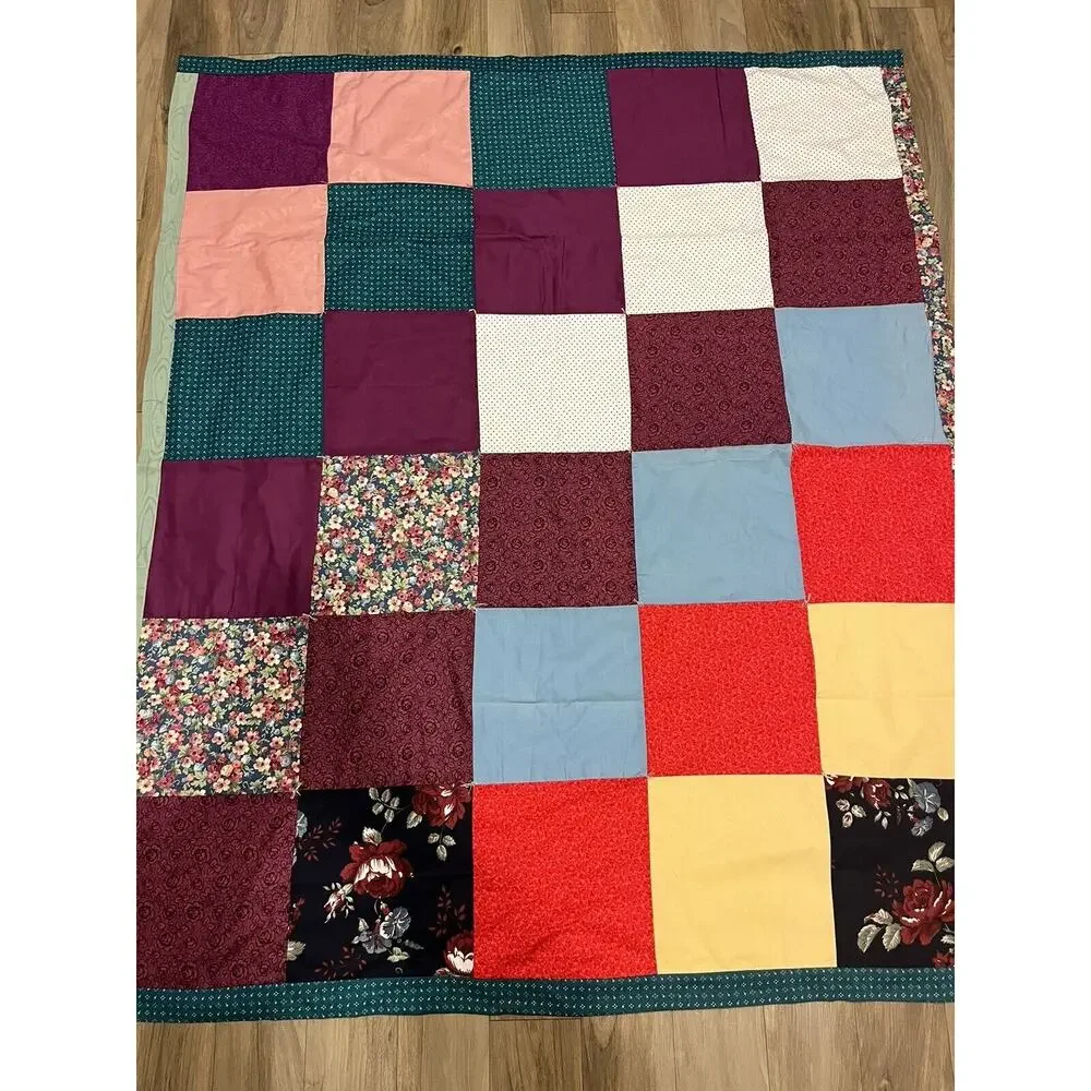 Vintage Lightweight Cotton Patchwork Quilt Multicolor 53